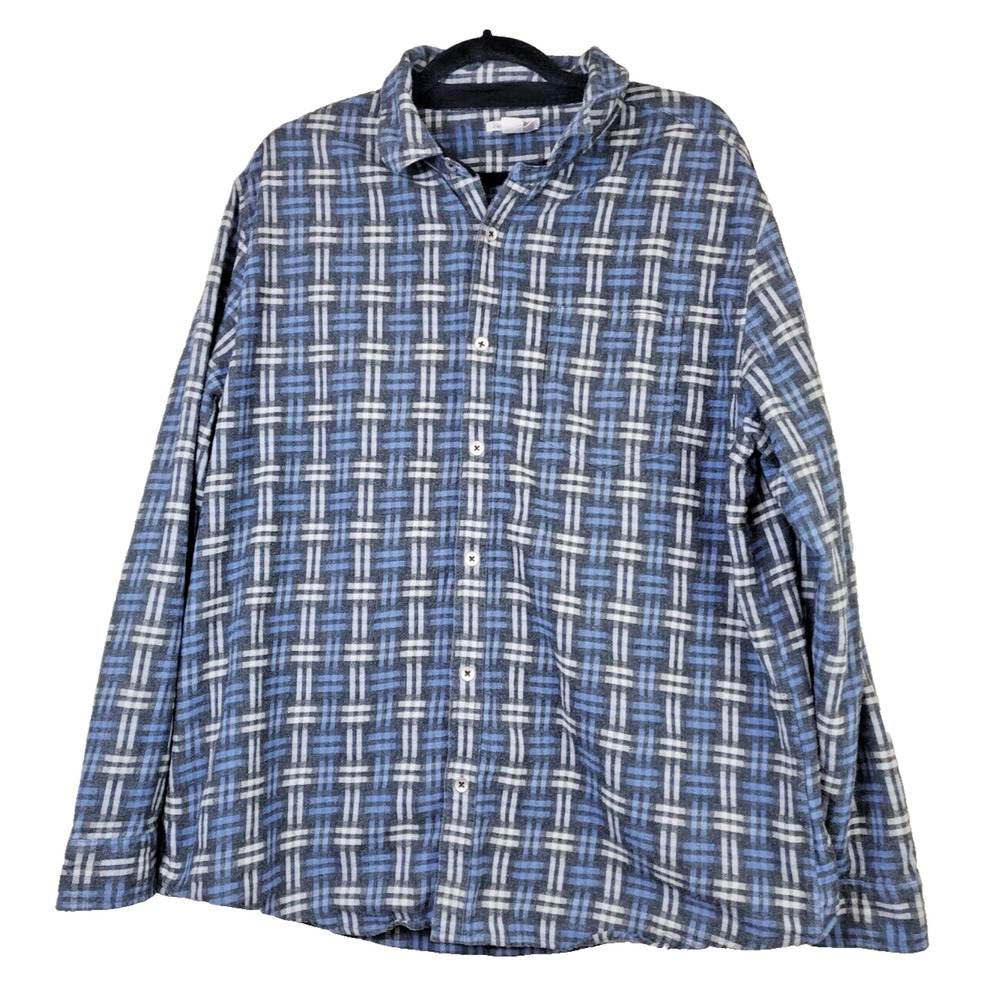 Carbon2cobalt XL Mens Recycled Cotton Flannel Long Sleeve Button Up Shirt Blue